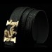 Men Faux Leather 135cm Fashion Personality Alligator Pattern Gold Dragon Decor Belt