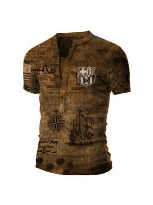 Casual stand collar short sleeve men's T-shirt HF0706-04-02
