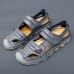 Men Outdoor Cow Split Leather Non  slip Close Toes Handstitching Shoes