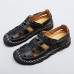 Men Outdoor Cow Split Leather Closed Toe Wearable Beach Casual Handmade Sandals