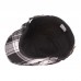 Men Cotton Plaid Pattern Sunshade Short Brim Casual Vintage Forward Hats Beret Flat Caps