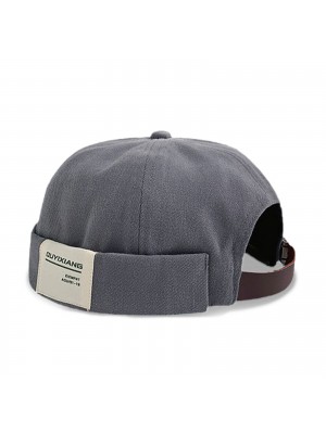 Men Cotton Letter Label Casual All  match Adjustable Brimless Beanie Landlord Caps Skull Caps